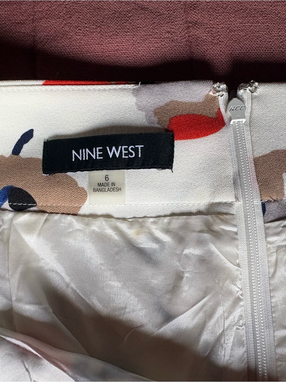 Nine West White Pencil Skirt with Orange, Navy and Tan Floral Print - Picture 8 of 13